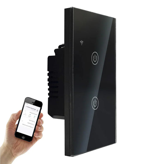 Interruptor Táctil Inteligente WiFi 2 vias Negro – Alexa Panamá