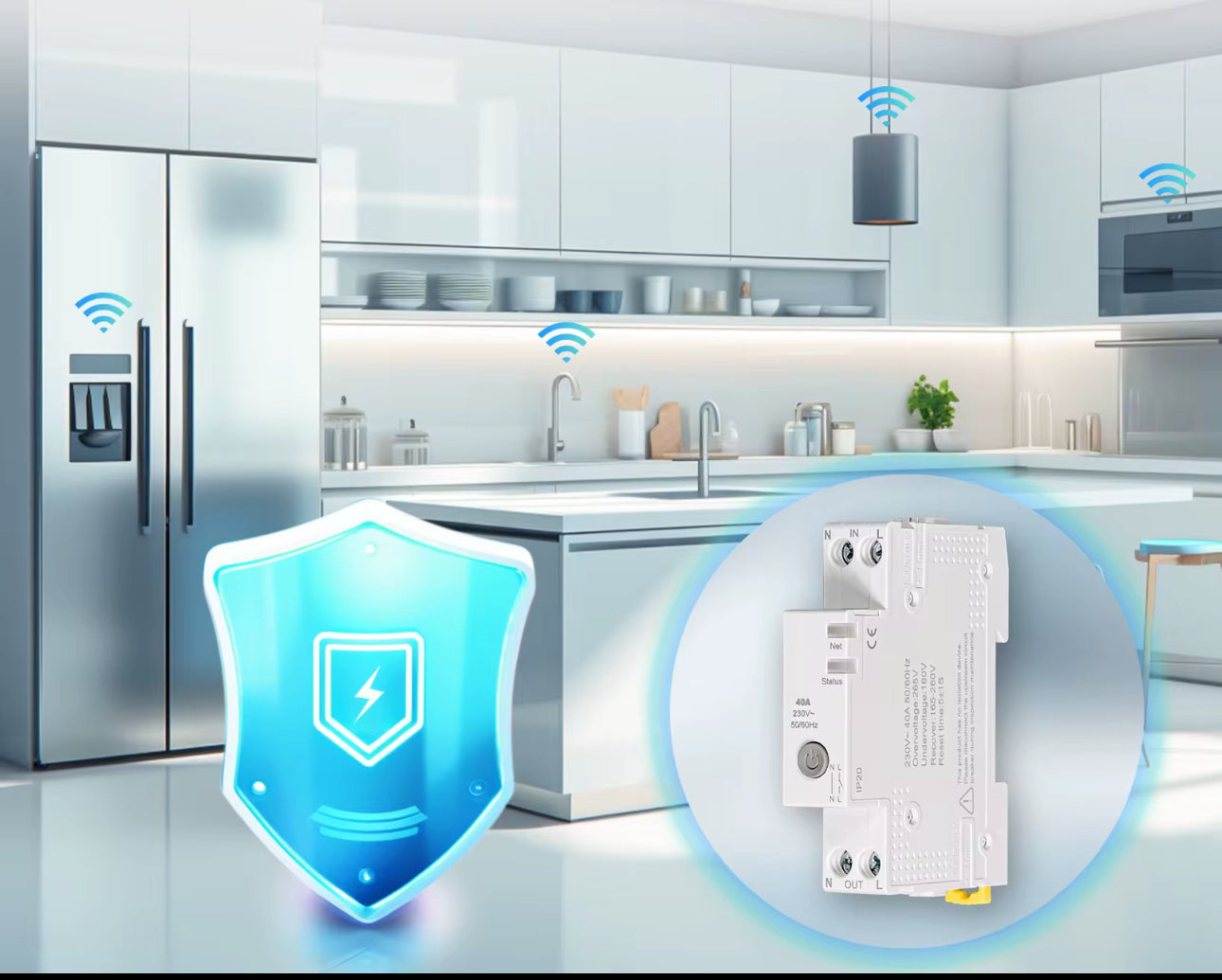 Breaker WiFi Inteligente 6-40A con Medidor de Energía – Control Eléctrico Panamá