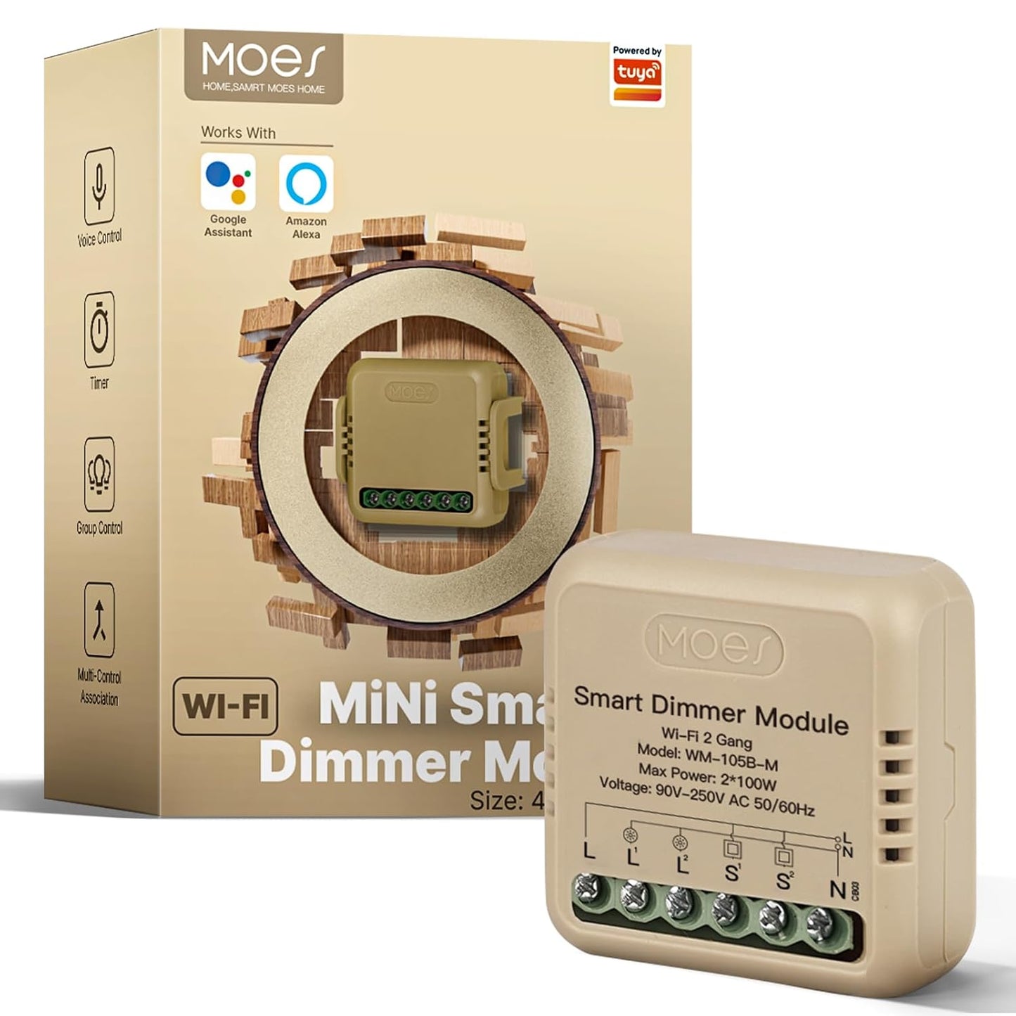 Mini Módulo Wifi Regulador de Luz Inteligente como Asistente del Hogar, Relé - 2 vias Dimmer 10A 1PC