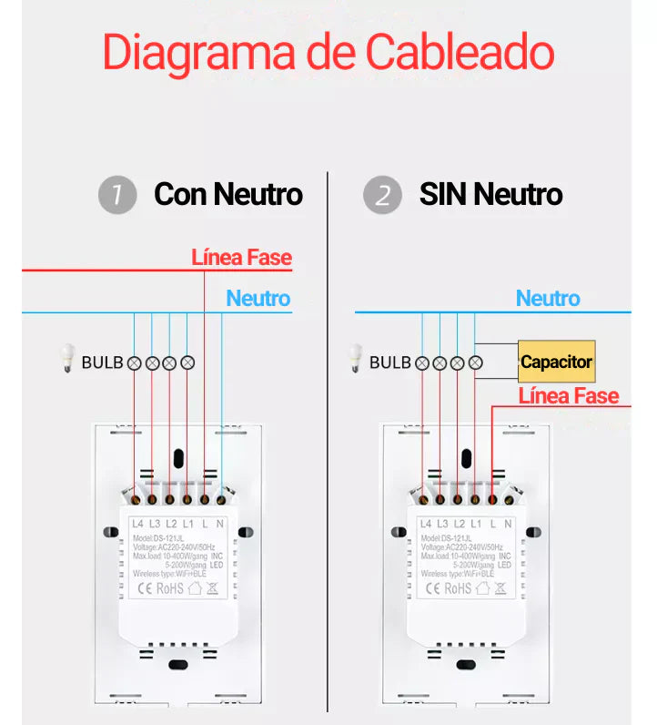 Interruptor Táctil Inteligente WiFi 3 vias Negro – Alexa Panamá