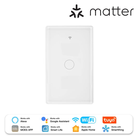 Interruptor Inteligente WiFi Táctil 1 Vía Matter MOES – Smart Home Panamá