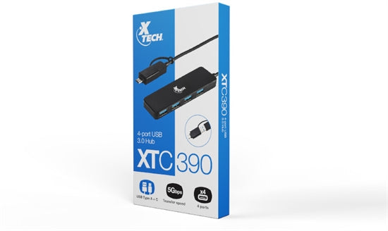 Hub USB 3.0 Xtech XTC-390 4 Puertos 5Gbps – Amplía los Puertos de tu PC Panamá