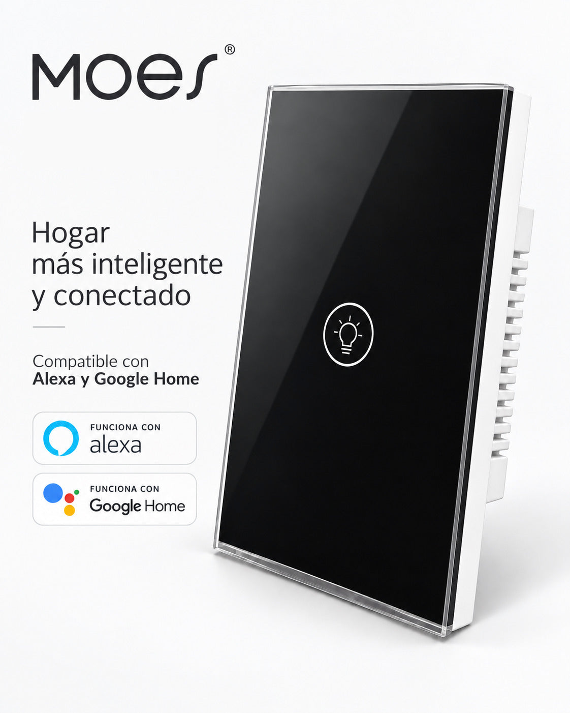 Interruptor Táctil Dimmer WiFi 1 Vía MOES - Negro