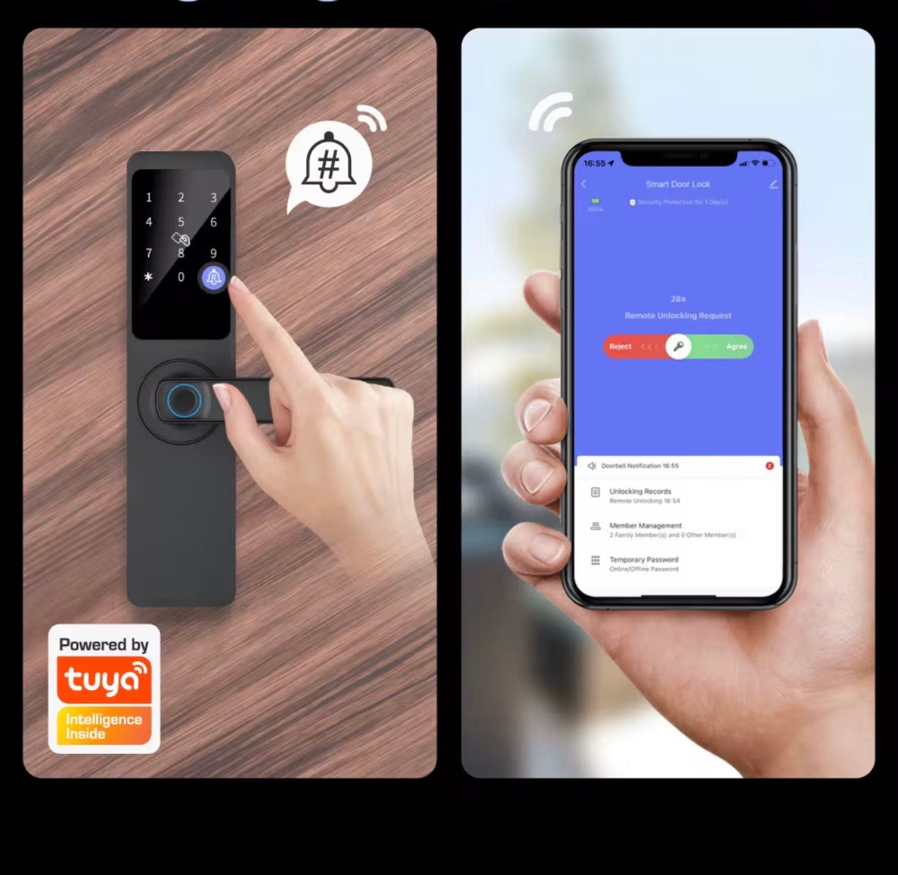 Cerradura Inteligente para Puerta con Huella Dactilar y WiFi de Aleación de Aluminio para Seguridad del Hogar con Aplicación
Tuya A1-TY