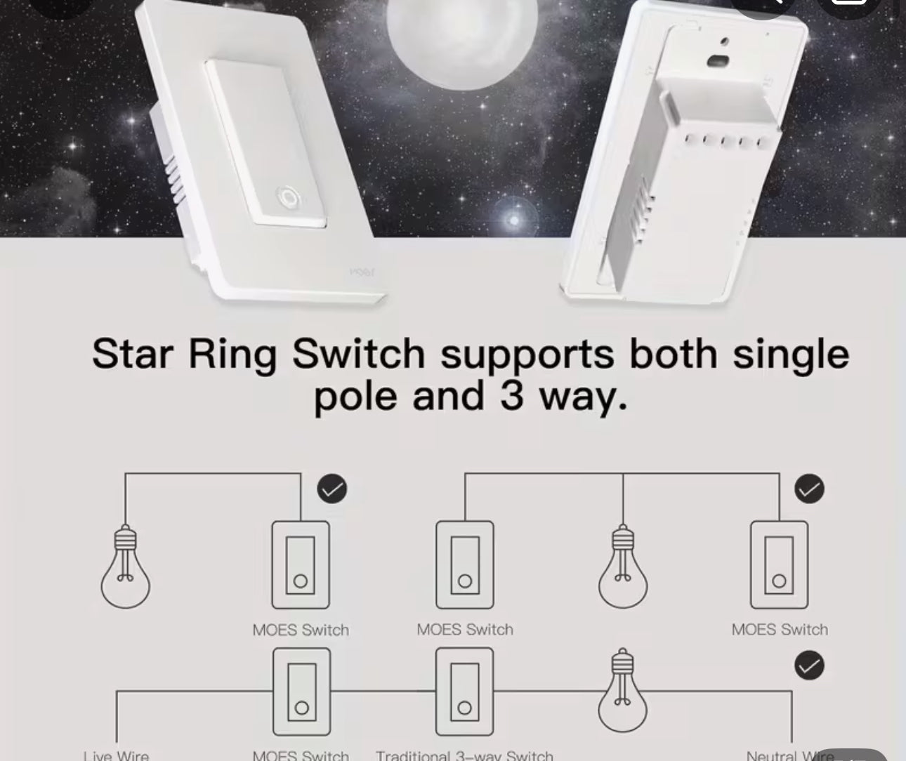 Interruptor WiFi | 1 via (funcional como sencillo o 3way)
