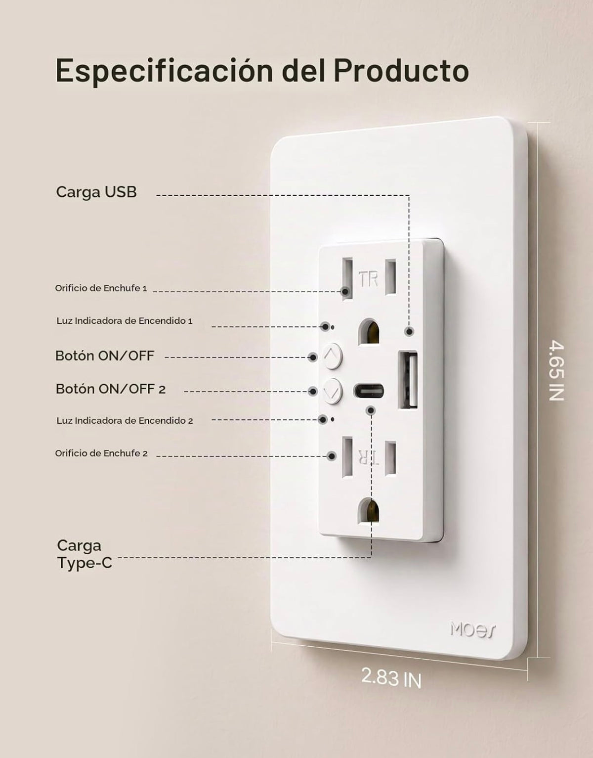 Toma corriente inteligente WiFi con USB-C y USB-A – Smart Home Panamá