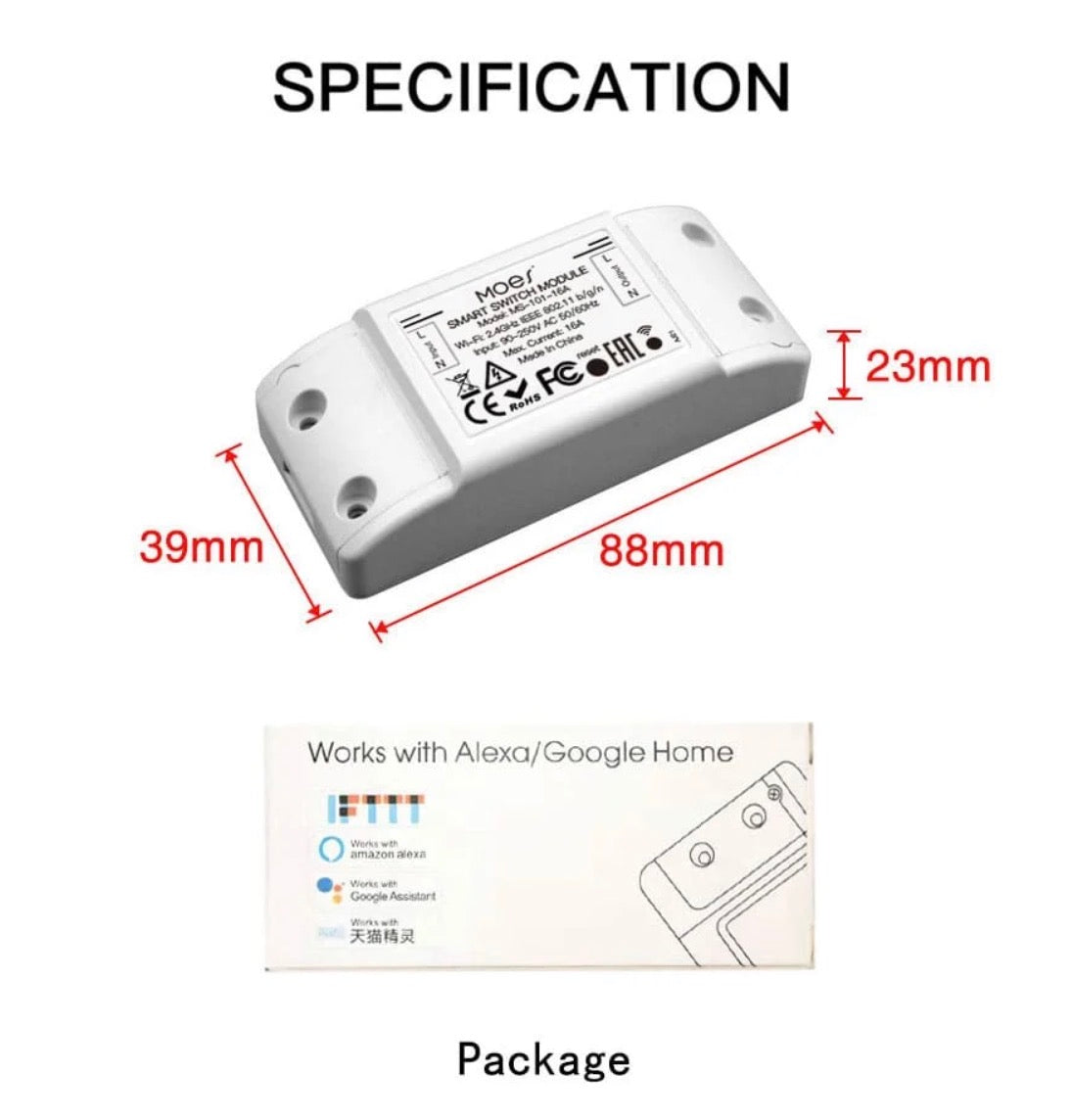 Relay WiFi 16A + monitor de consumo de energía