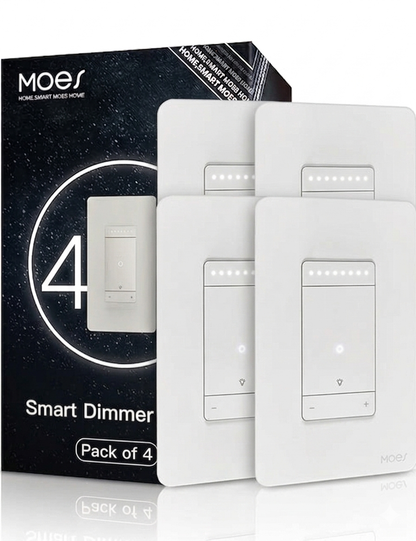Interruptor Inteligente Dimmer y 3 Way WiFi MOES – (paquete de 4 unidades)