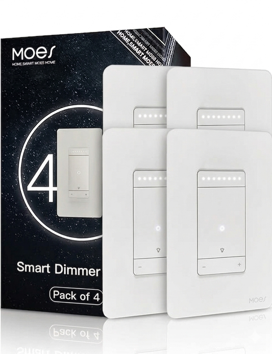 Interruptor Inteligente Dimmer y 3 Way WiFi MOES – (paquete de 4 unidades)