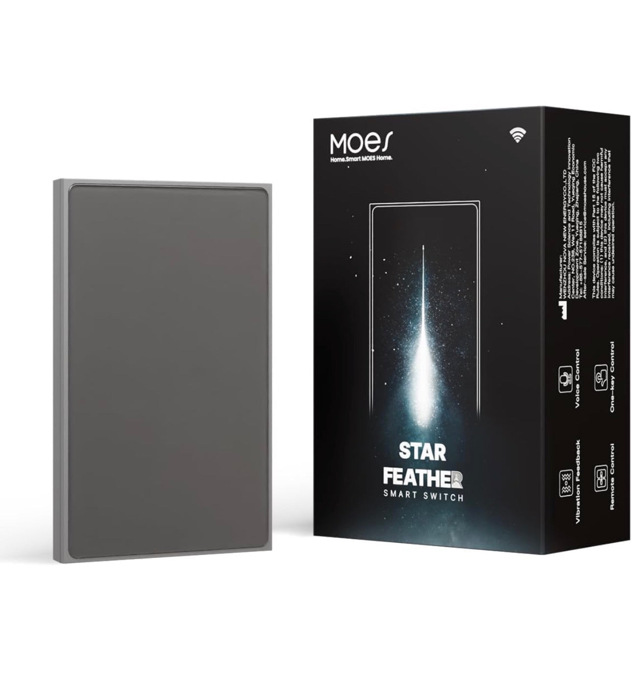 Interruptor Premium WiFi 1 Vía MOES Gris Oscuro