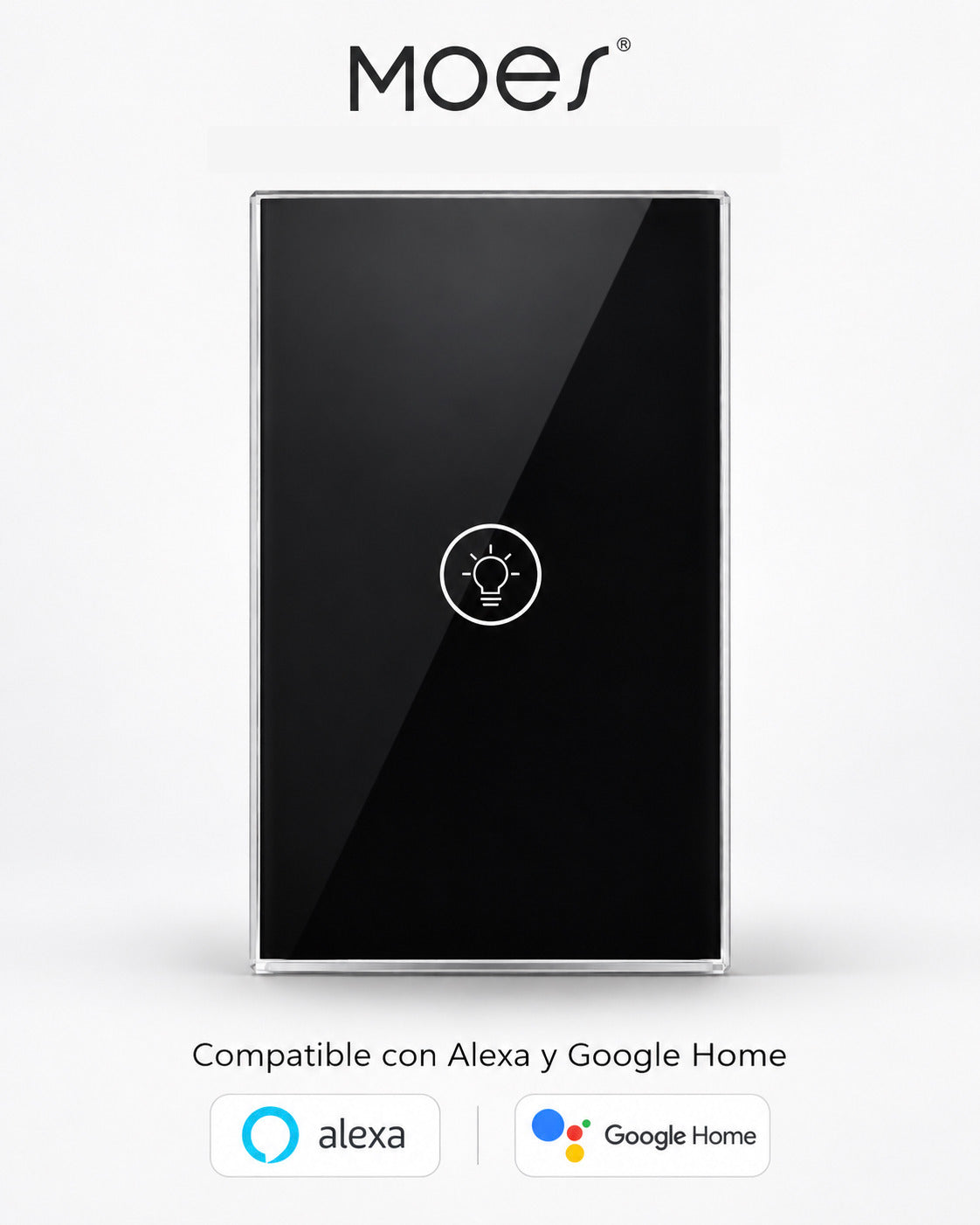Interruptor Táctil Dimmer WiFi 1 Vía MOES - Negro