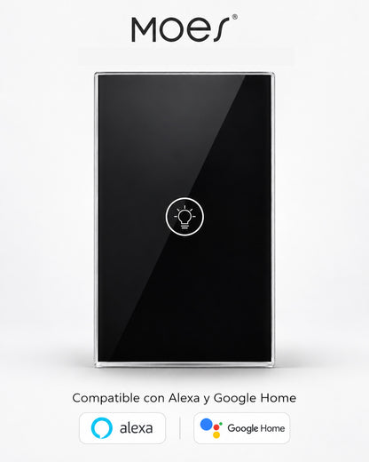 Interruptor Táctil Dimmer WiFi 1 Vía MOES - Negro