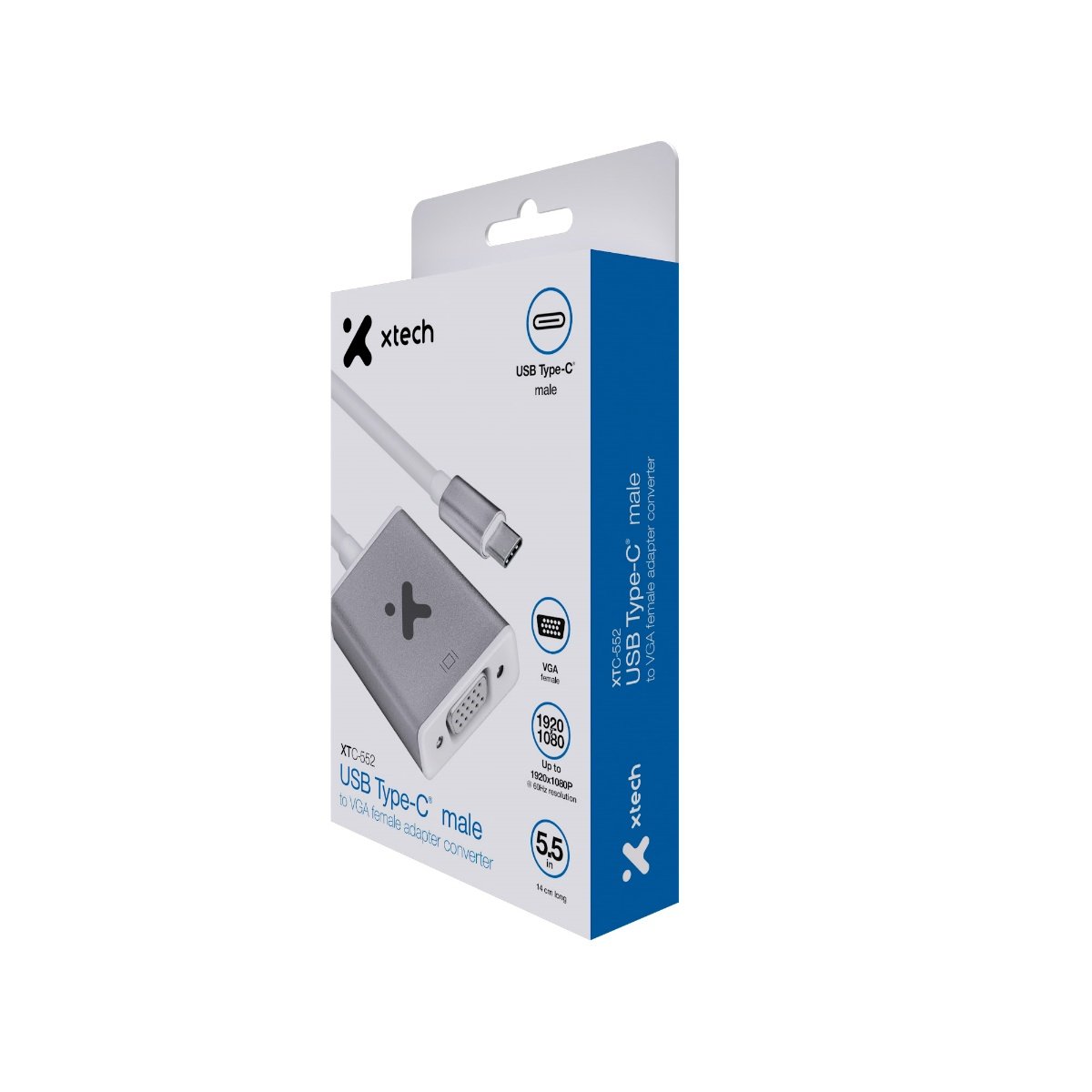 Xtech- Adaptador USB-C macho a VGA hembra XTC-552