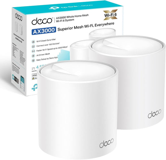 TP-Link - Router - Deco X50(2-pack)
- AX3000 - 574 Mbps at 2.4 GHz + 2402 Mbps at 5 GHz