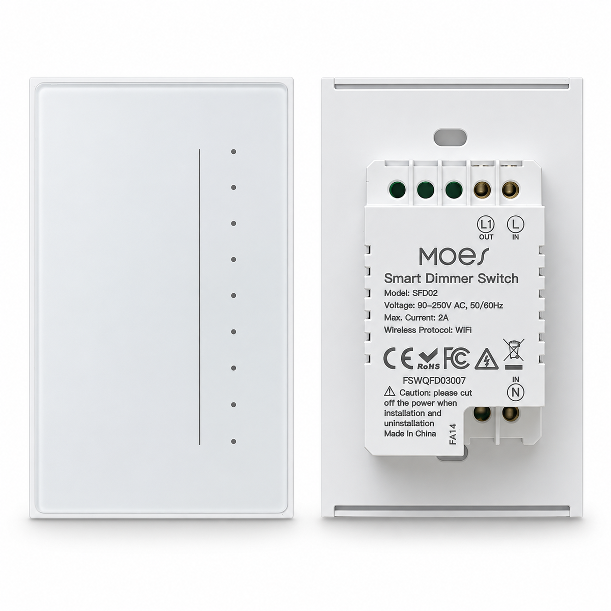 Interruptor inteligente Dimmer táctil Premium - Blanco Moes
