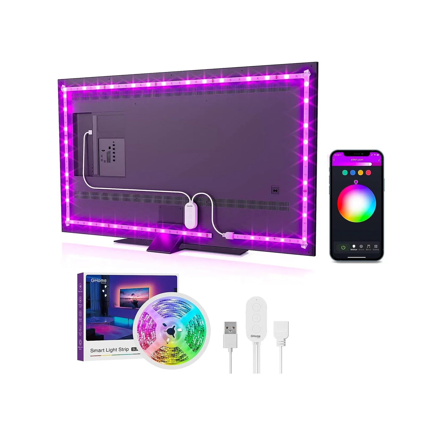 Tira LED Inteligente WiFi para TV Gosund – RGB Control por App Panamá
