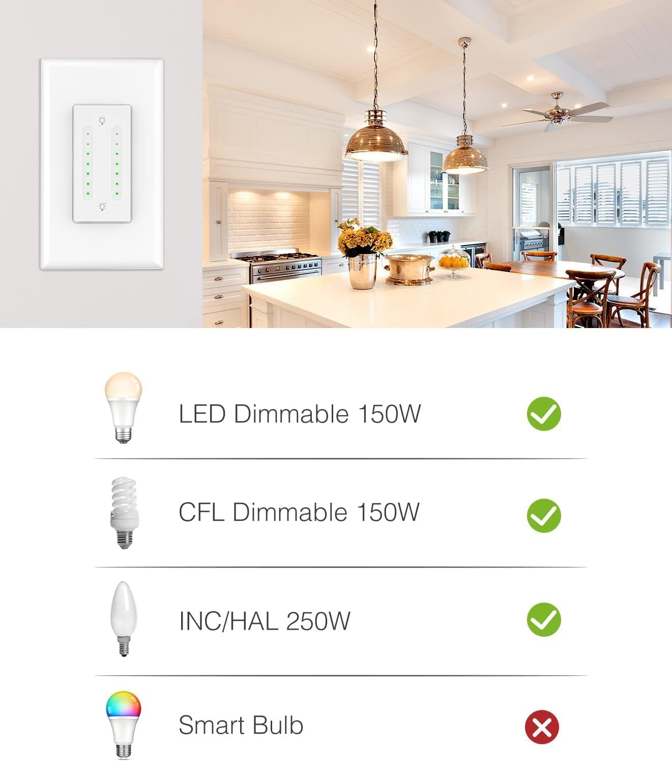 Interruptor Dimmer doble inteligente WiFi
