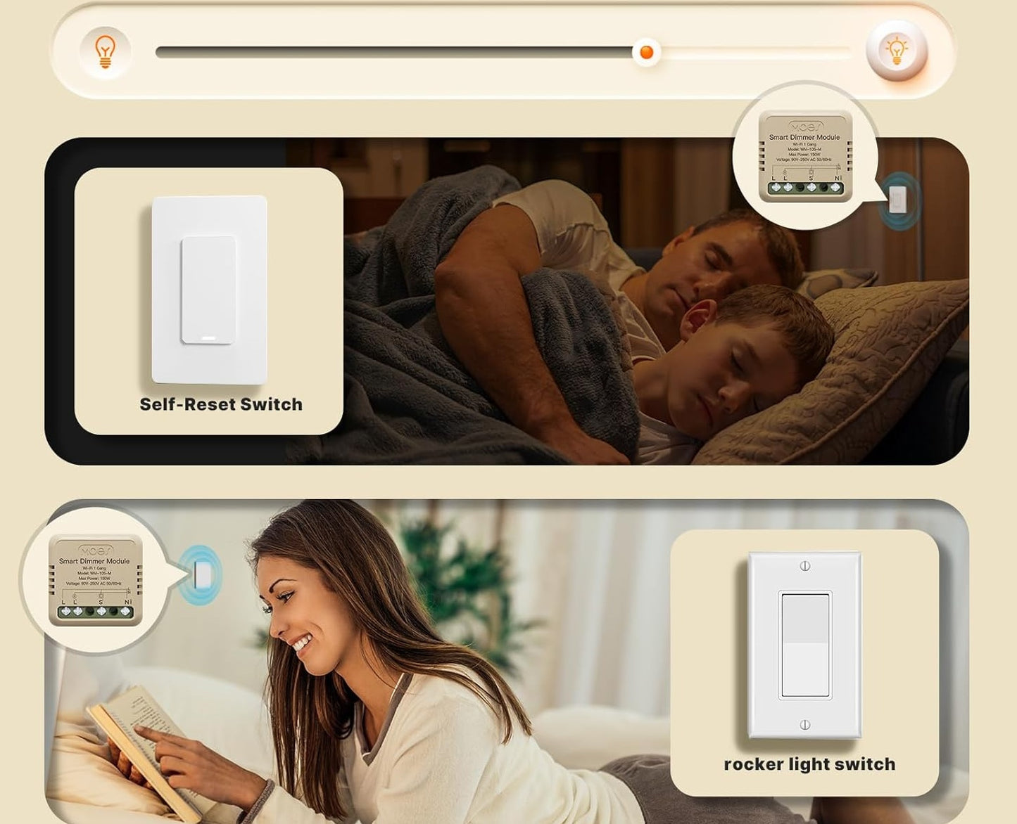 Mini Módulo WiFi Dimmer Regulador 1 via- de Luz 10A MOES – Instalación Oculta Panamá