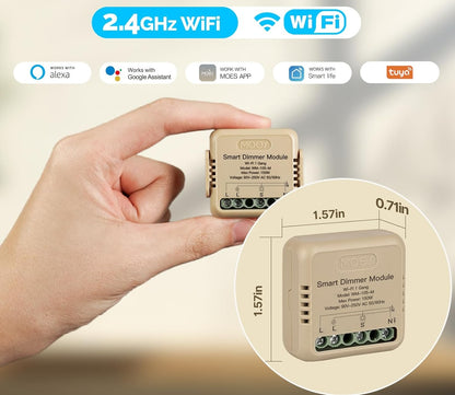 Mini Módulo WiFi Dimmer Regulador 1 via- de Luz 10A MOES – Instalación Oculta Panamá