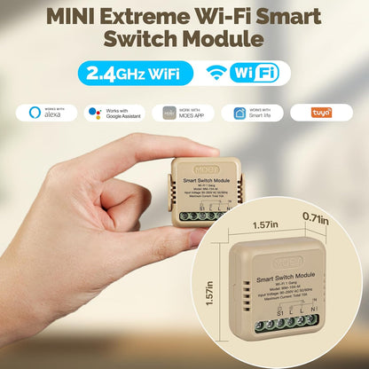 Mini Módulo Relay Inteligente MOES 1 Gang 10A – Automatización Oculta Panamá