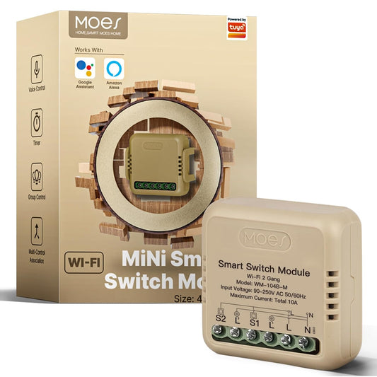 Mini Módulo de Interruptor de Luz Inteligente como Asistente del Hogar, Relé - 2 Gang 10A 1PC