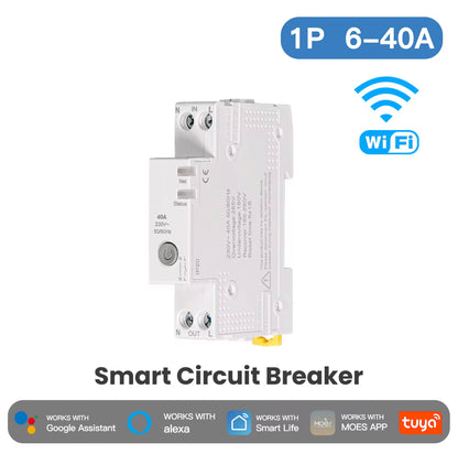 Breaker WiFi Inteligente 6-40A con Medidor de Energía – Control Eléctrico Panamá