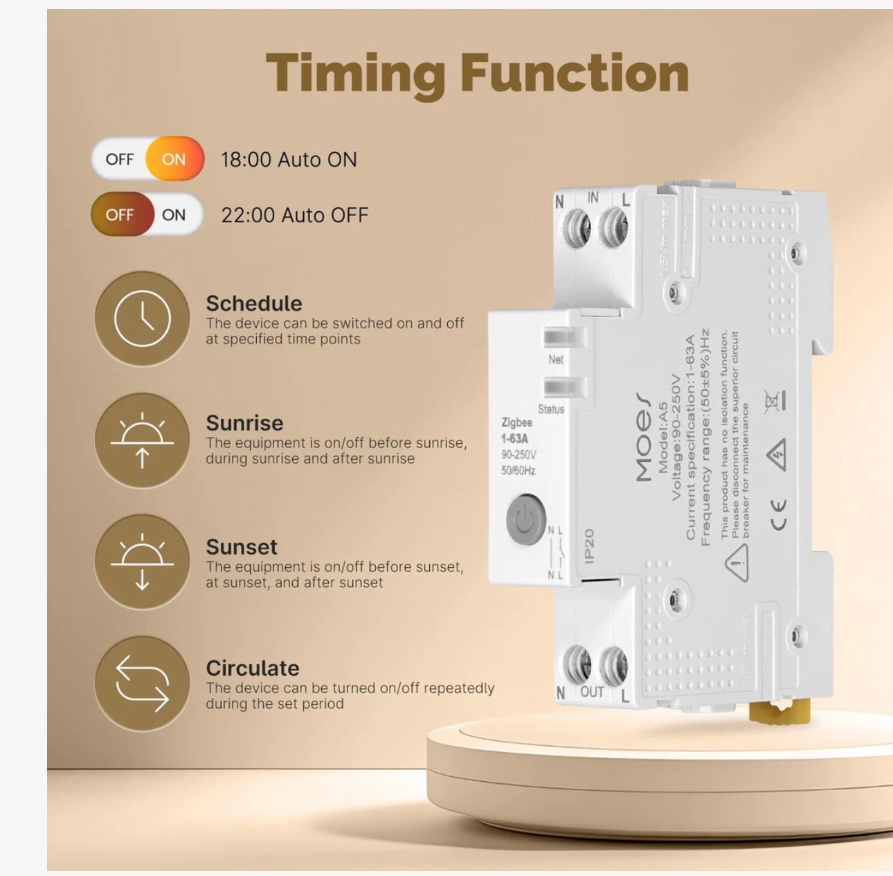 Breaker moes ZIGBEE requiere HUB 1-63A 90-230V