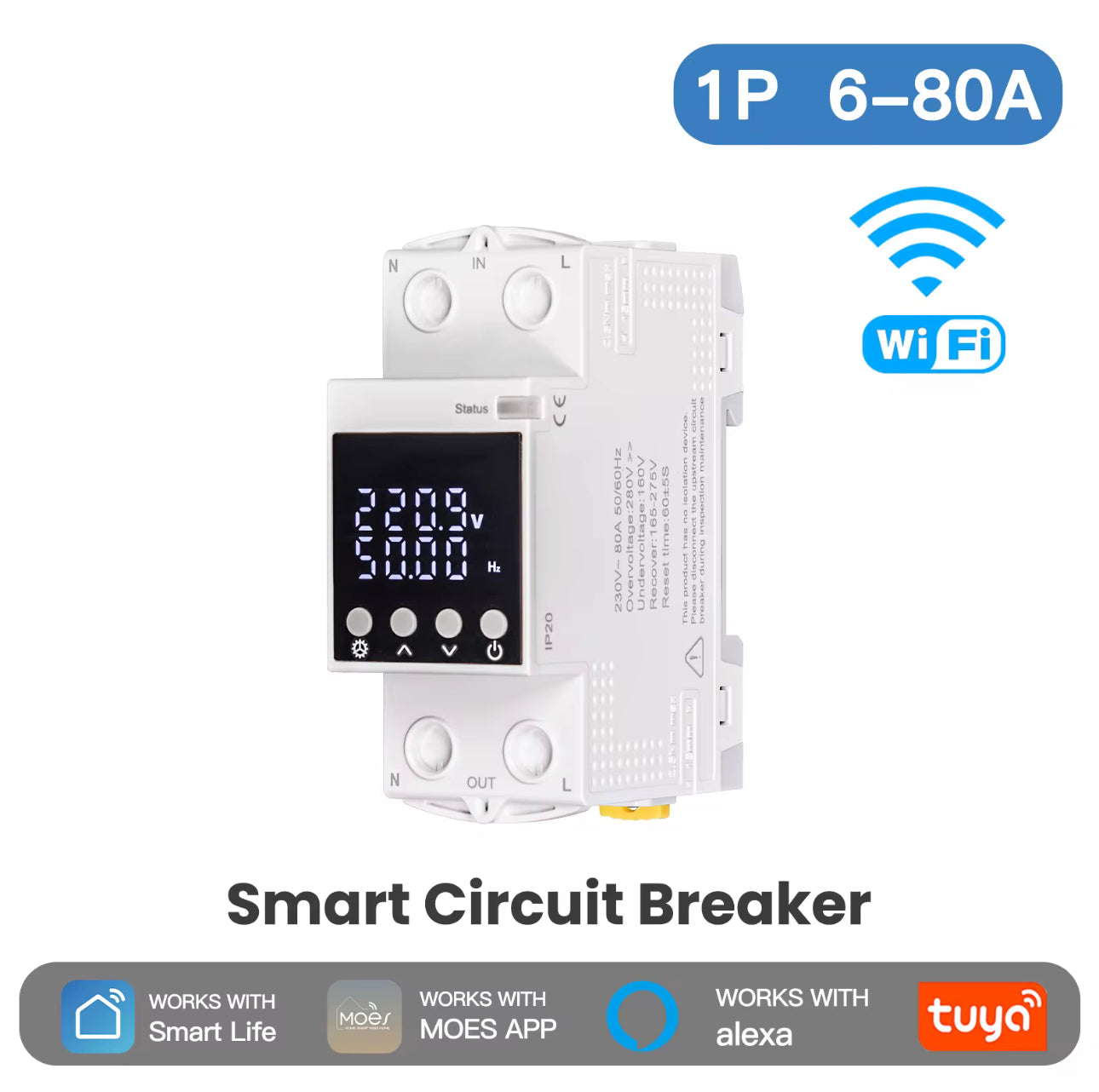 Breaker Inteligente con medición de energía 6-80A