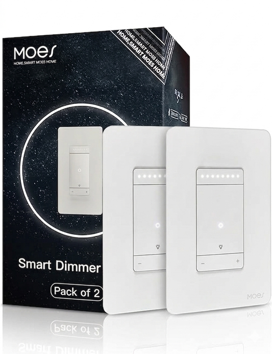 Interruptor Inteligente Dimmer y 3 Way WiFi MOES – (paquete de 2 unidades)
