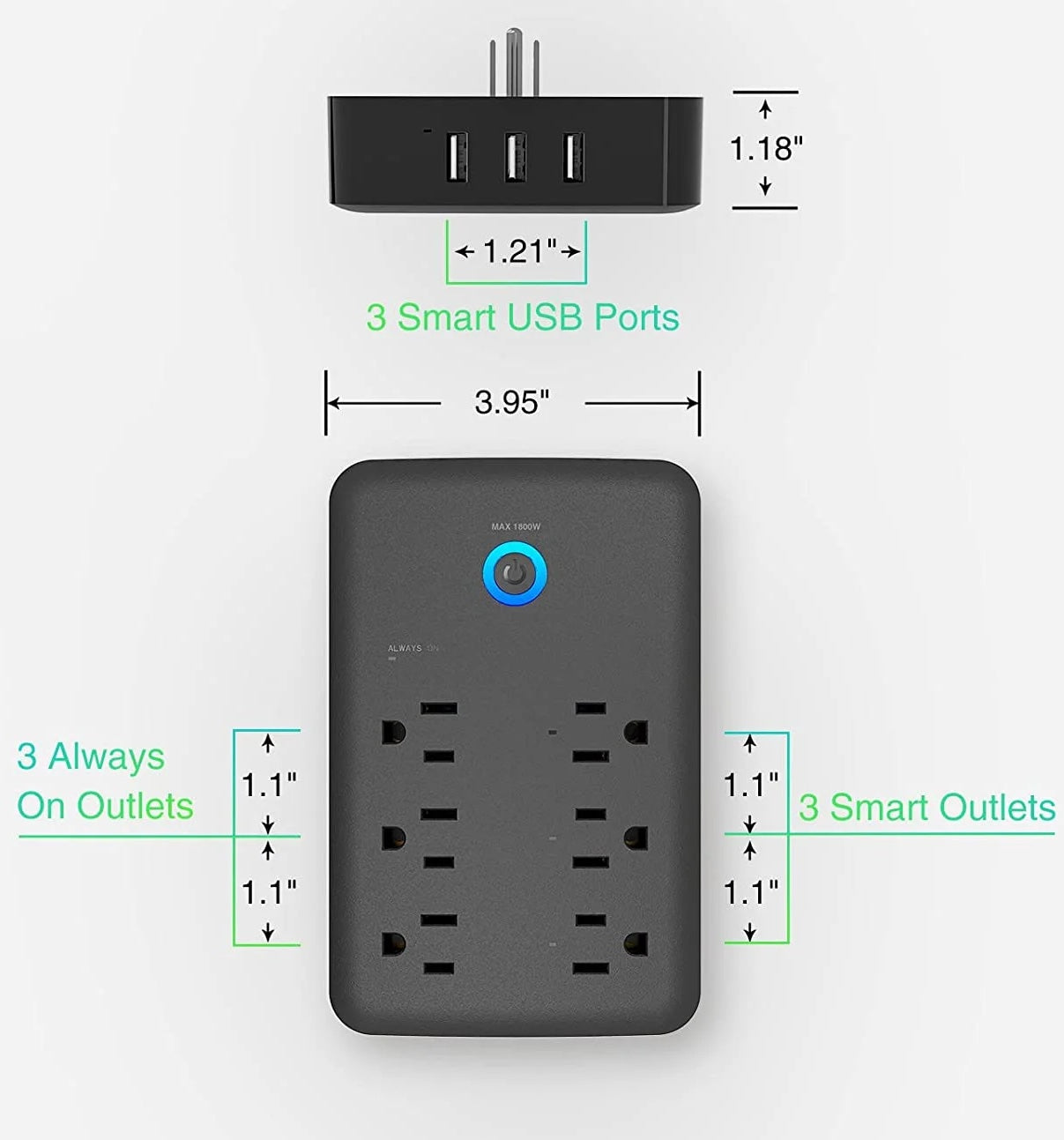 Regleta Multitoma WIFI Inteligente | 9 en 1 | Gosund - Negro