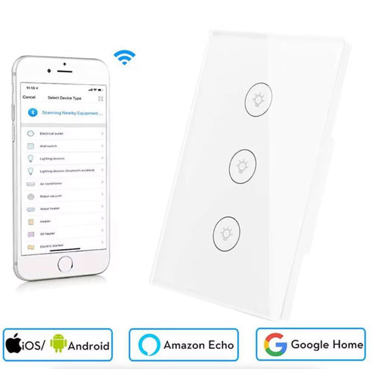 Interruptor Táctil Dimmer WiFi 3 Vías MOES – Regulador de Luz Inteligente Panamá