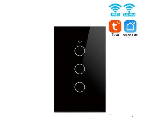 Interruptor Táctil Inteligente WiFi 3 vias Negro – Alexa Panamá