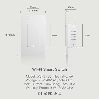 Interruptor Inteligente WiFi 1 Vía MOES – Control Smart para el Hogar Panamá