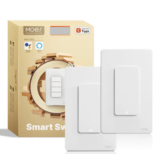 Interruptor inteligente WiFi MOES 1 via | compatible con alexa y Google home (paquete de 2 unidades)