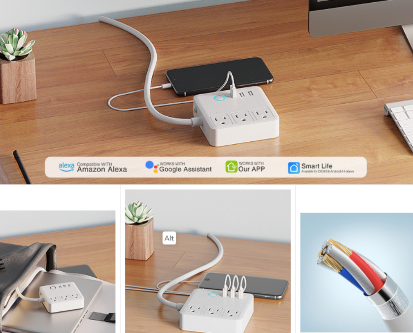 Regleta WiFi Inteligente Gosund WP9 Blanca – Control Individual de Enchufes Panamá
