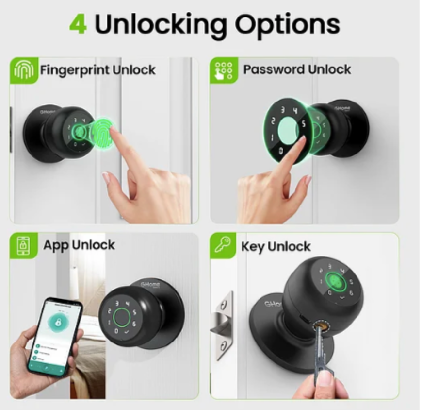 Cerradura Inteligente K10 PRO Ghome – Huella, PIN y Tarjeta para Hogar Panamá