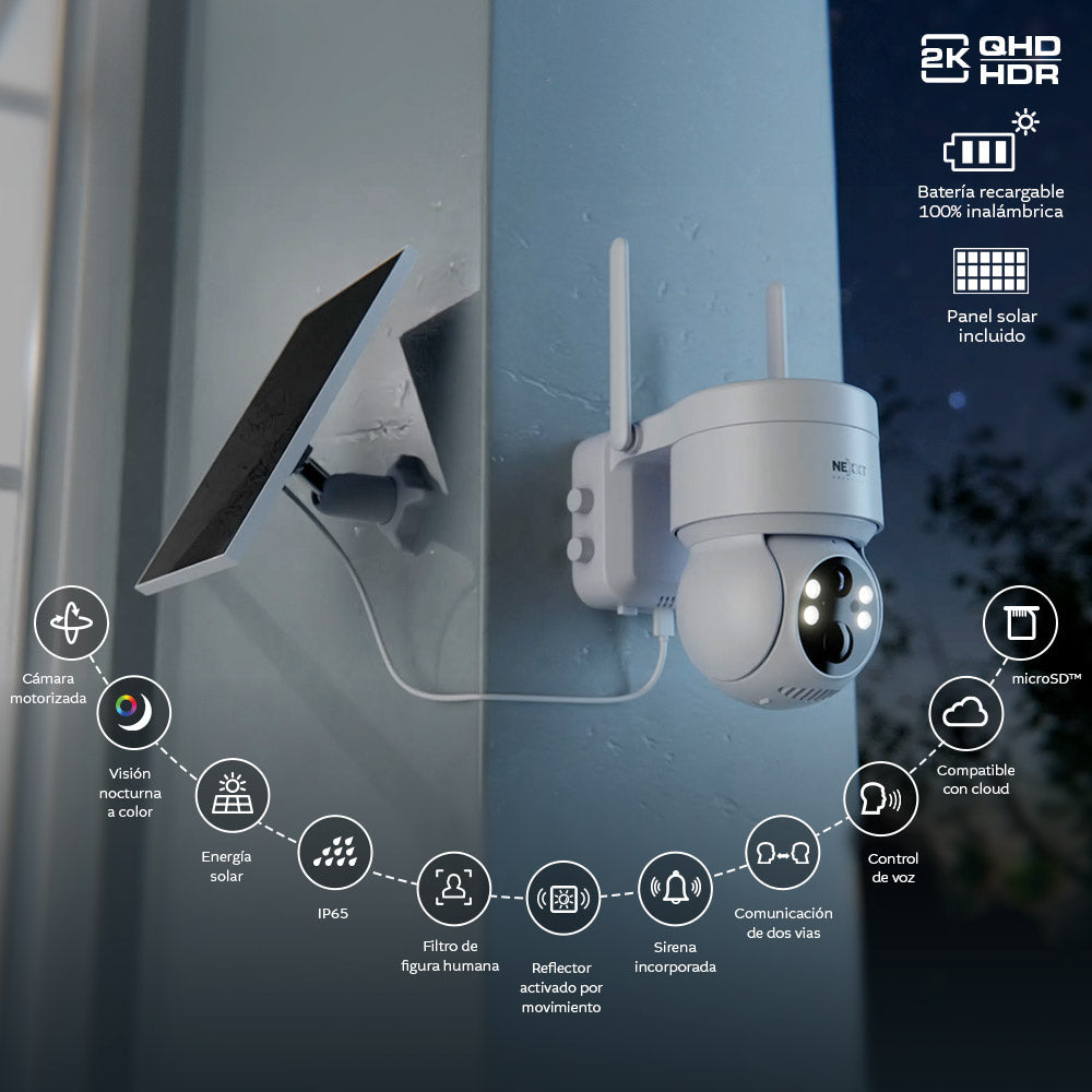 Cámara PTZ Solar WiFi Nexxt NHC-OP20S – Exterior Sin Cables Panamá