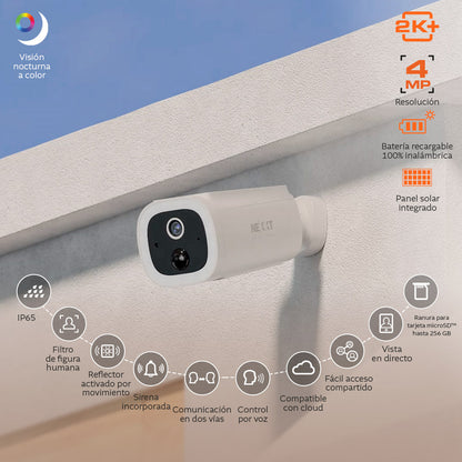 Cámara inteligente Wi-Fi con panel solar integrado