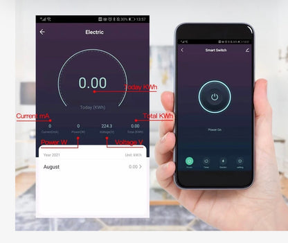 Relay WiFi 16A + monitor de consumo de energía
