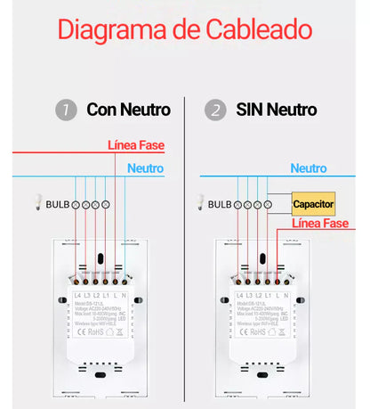 Interruptor Táctil Inteligente WiFi 3 vias Negro – Alexa Panamá