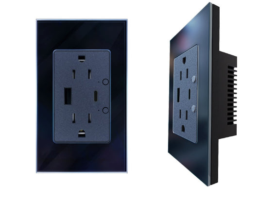 Toma Corriente Inteligente WiFi con USB-A y USB-C Negro – Smart Home Panamá
