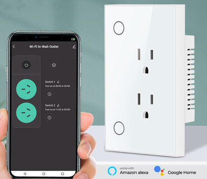 Tomacorriente Inteligente de Pared WiFi Negro – 2 Tomas 10A Panamá
