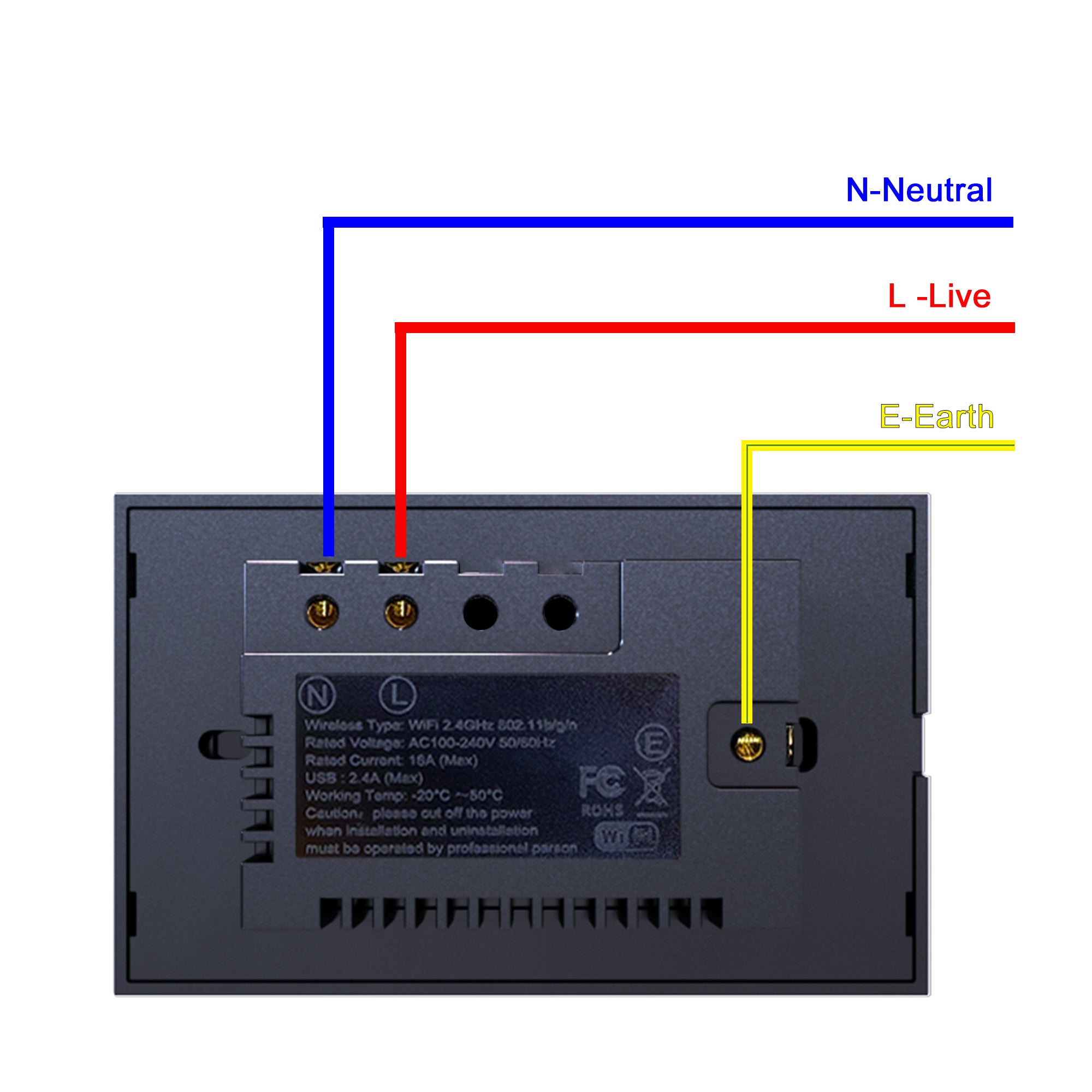 Toma corriente inteligente con puerto USB y tipo C - Negro