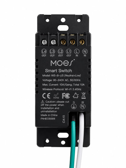 Interruptor Inteligente WiFi 2 Vías de botones MOES - Negro
