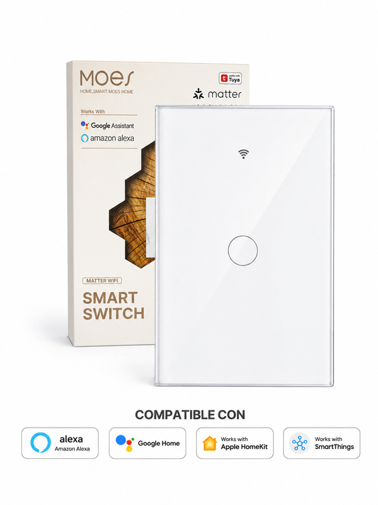 Interruptor Inteligente WiFi Táctil 1 Vía Matter MOES – Smart Home Panamá