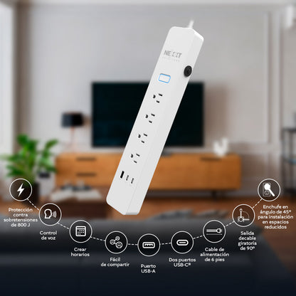 Regleta Inteligente WiFi Nexxt NHP-710 – USB para Interior 110V Panamá