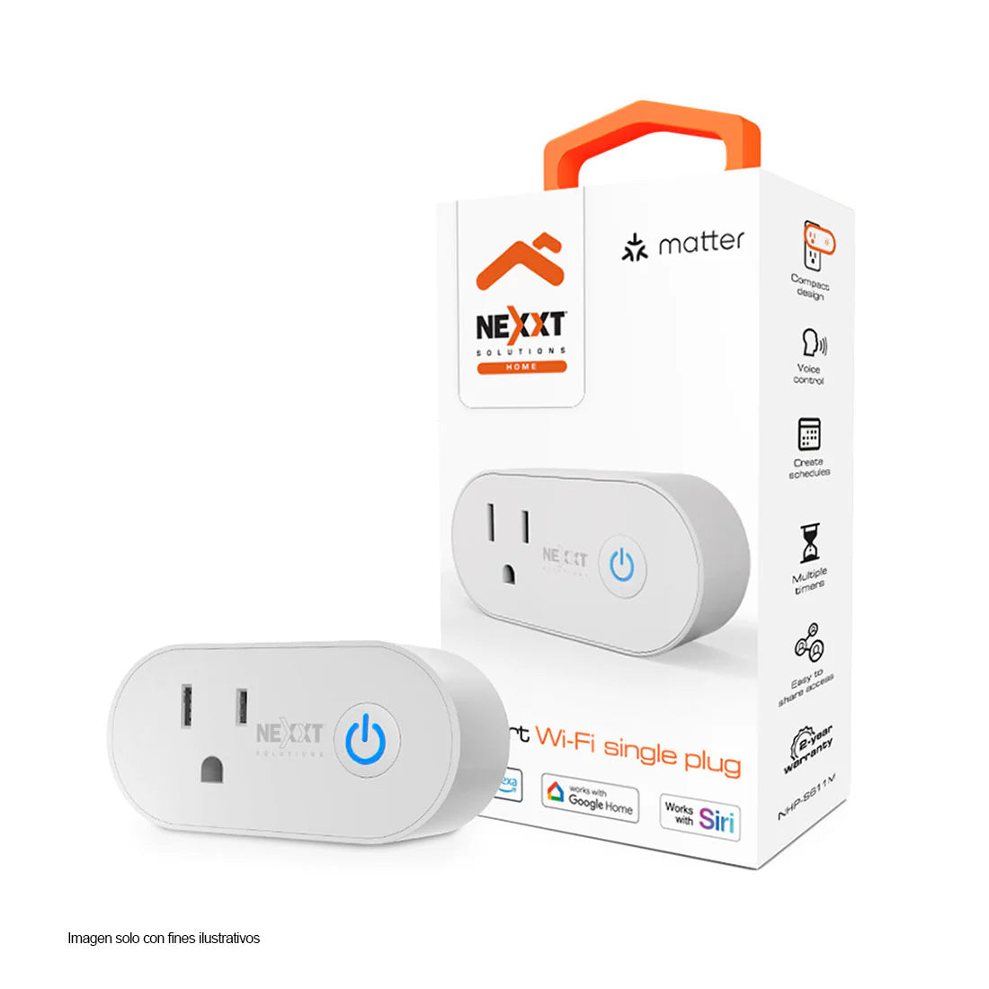 Enchufe Inteligente, 1 Salida, 100/240VCA, WiFi 2.4GHz-Nexxt Solutions NHP-S611M