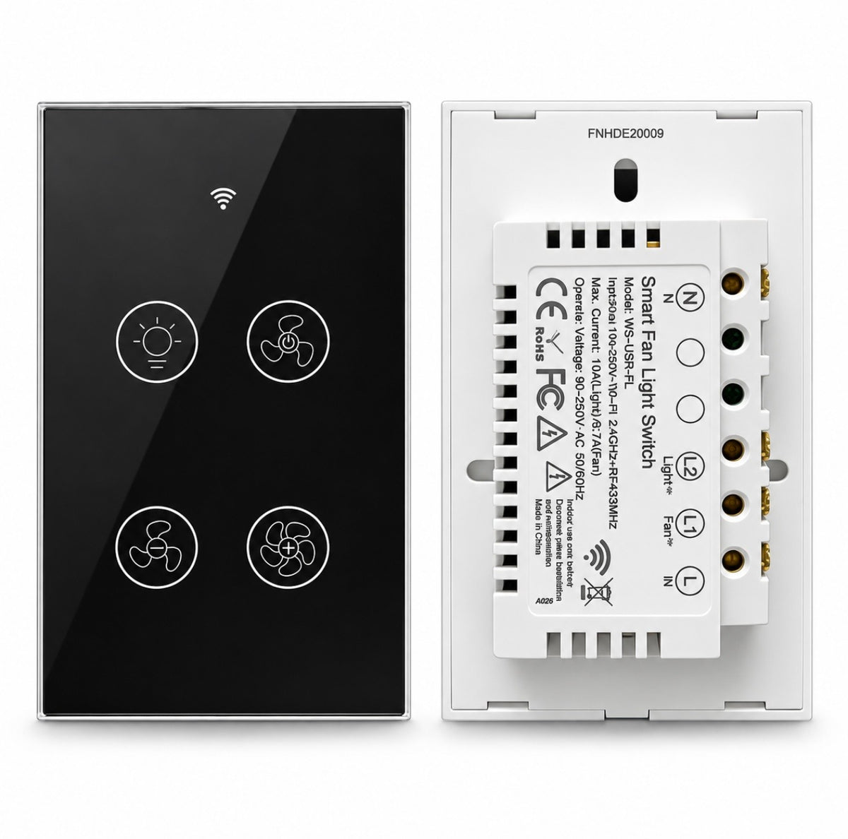 Interruptor tactil de Luz de ventilador de techo inteligente WiFi RF433 de un solo polo - MOES