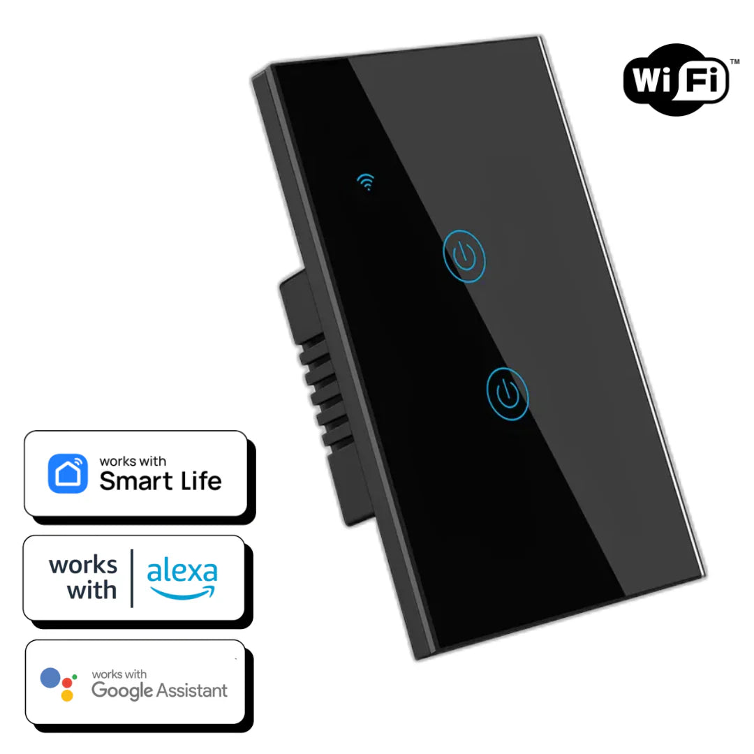 Interruptor Táctil Inteligente WiFi 2 vias Negro – Alexa Panamá