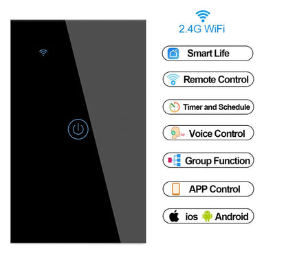 Interruptor Inteligente tactil 1 via - Negro
